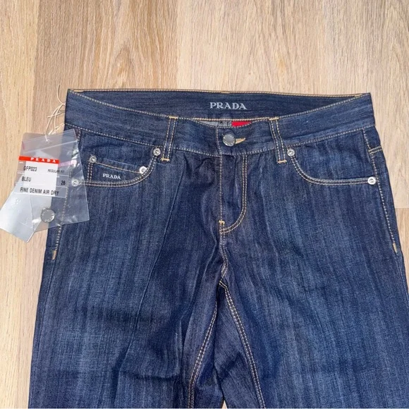 NWT Prada Dark Wash Denim Straight Leg Jeans - Size 26 - Picture 2 of 8